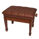 Crown Deluxe Tufted Hydraulic  Height Adjustable Piano Bench (Walnut)
